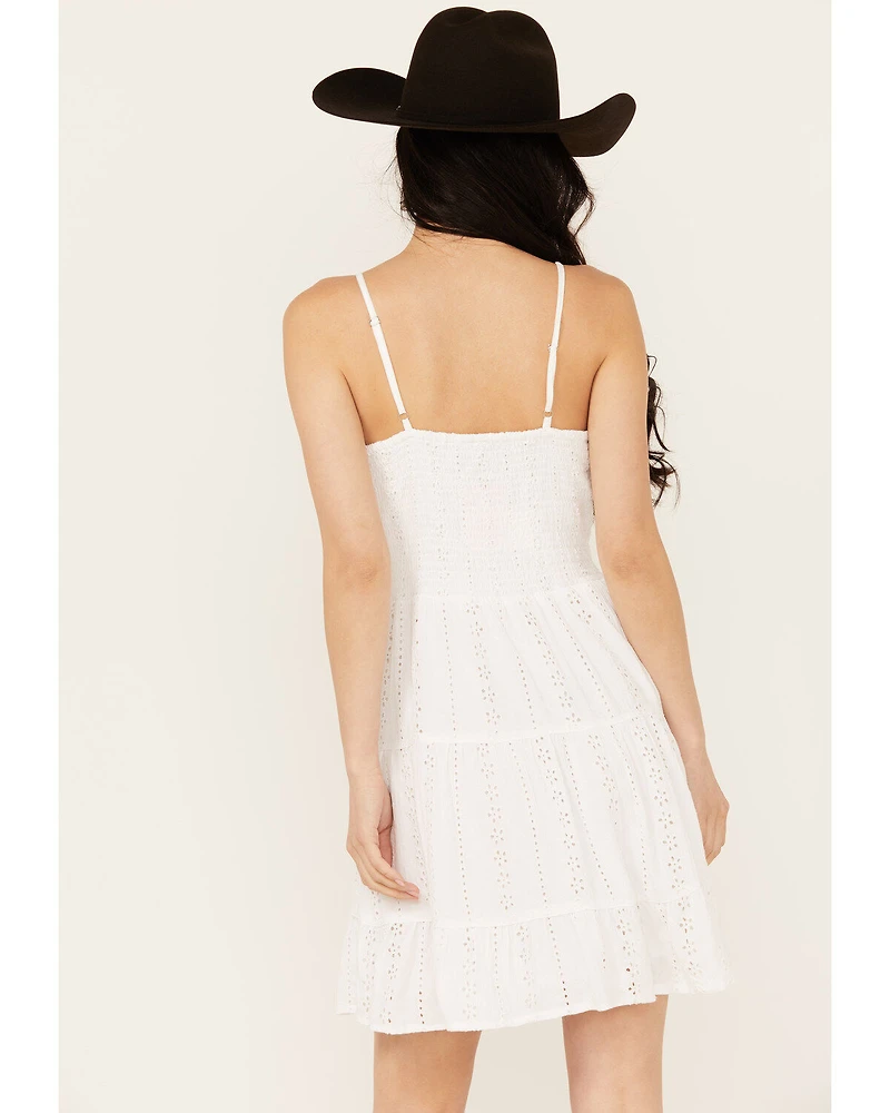 Angie Women's Eyelet Knot Front Mini Dress