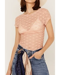 Free People Women's Keep It Simple Lace Short Sleeve Top