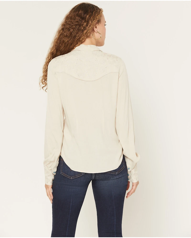 Shyanne Women's Bluespruce Embroidered Long Sleeve Snap Western Shirt