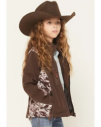 Cowgirl Hardware Girls' Cowhide Print Softshell Jacket