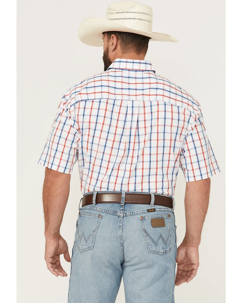 George Strait by Wrangler Men's Plaid Print Short Sleeve Button-Down Western Shirt