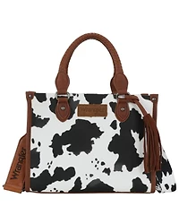 Wrangler Women's Boot Barn Exclusive Daisy Cow Print Tote with Tassel
