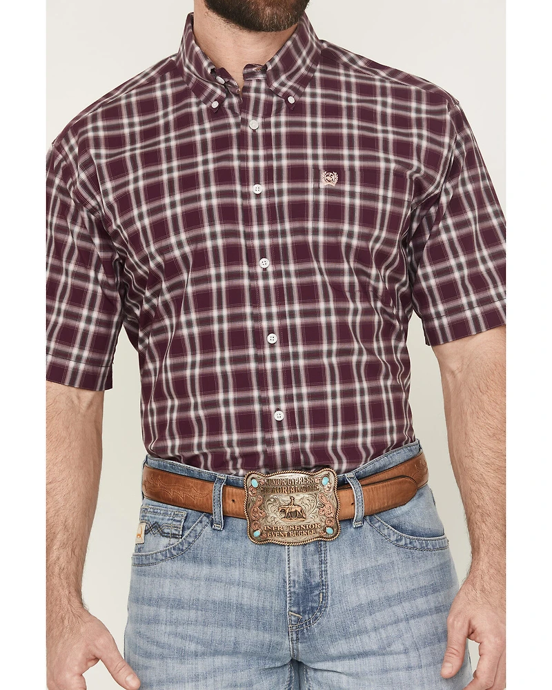 Cinch Men's Plaid Print Short Sleeve Button-Down Western Shirt - Big