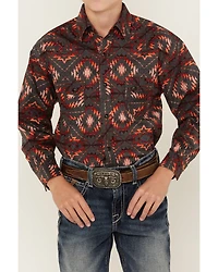 Panhandle Boys' Southwestern Print Long Sleeve Snap Western Shirt