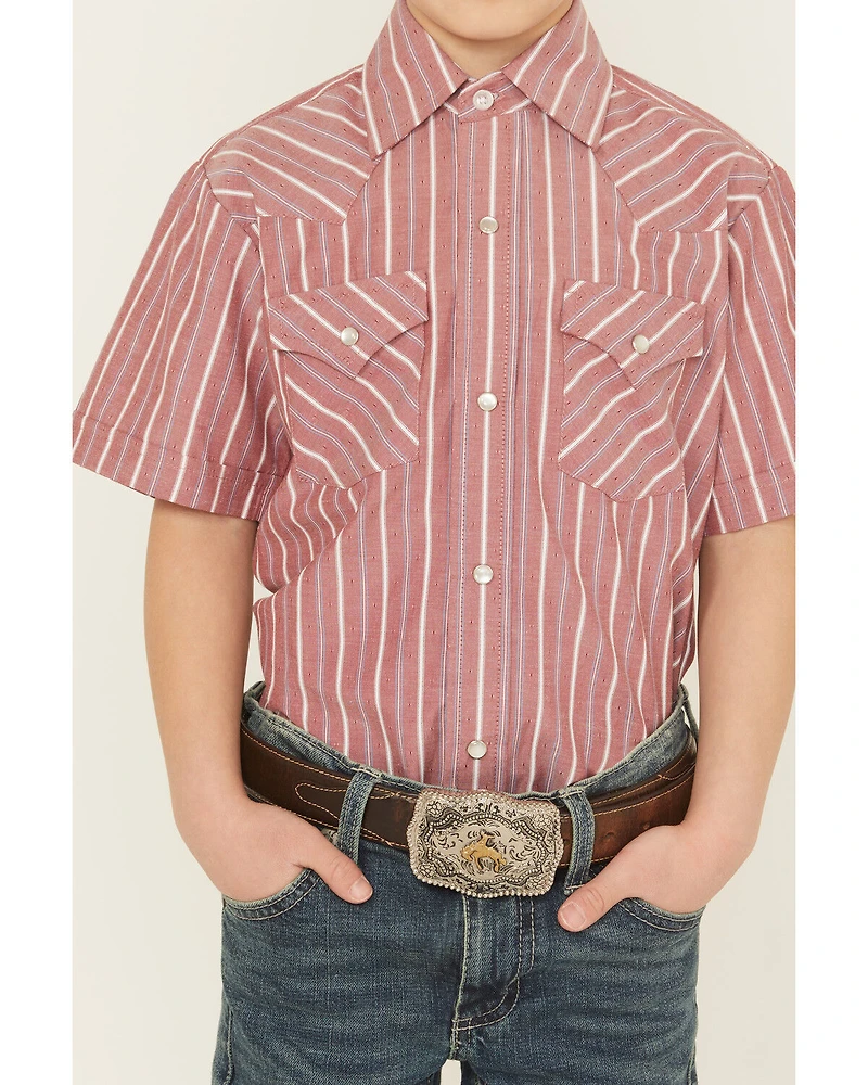 Ely Walker Boys' Striped Short Sleeve Snap Western Shirt