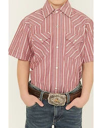 Ely Walker Boys' Striped Short Sleeve Snap Western Shirt