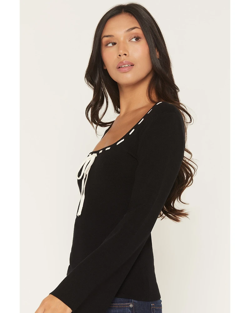 Originality Women's Solid Flared Long Sleeve Sweater