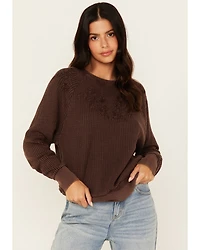 Cleo + Wolf Women's Waffle Knit Long Sleeve Top