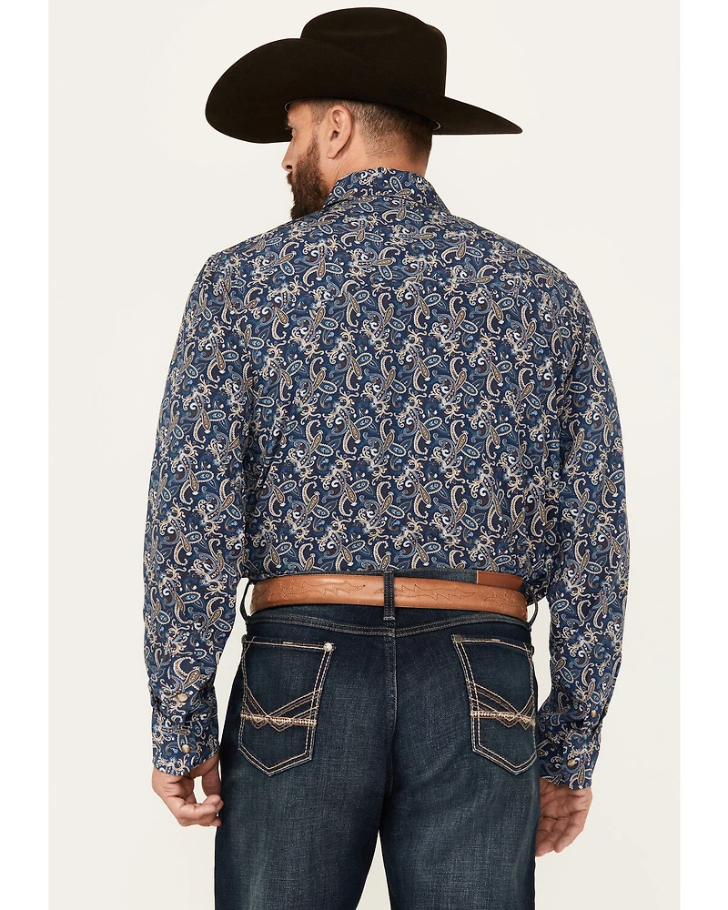 Panhandle Men's Paisley Print Long Sleeve Snap Performance Stretch Western Shirt