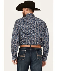 Panhandle Men's Paisley Print Long Sleeve Snap Performance Stretch Western Shirt