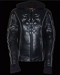 Milwaukee Leather Women's 3/4 Jacket With Reflective Tribal Detail - 4X