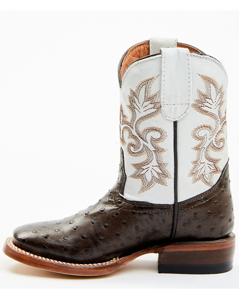 Tanner Mark Boys' Ostrich Print Western Boots - Broad Square Toe