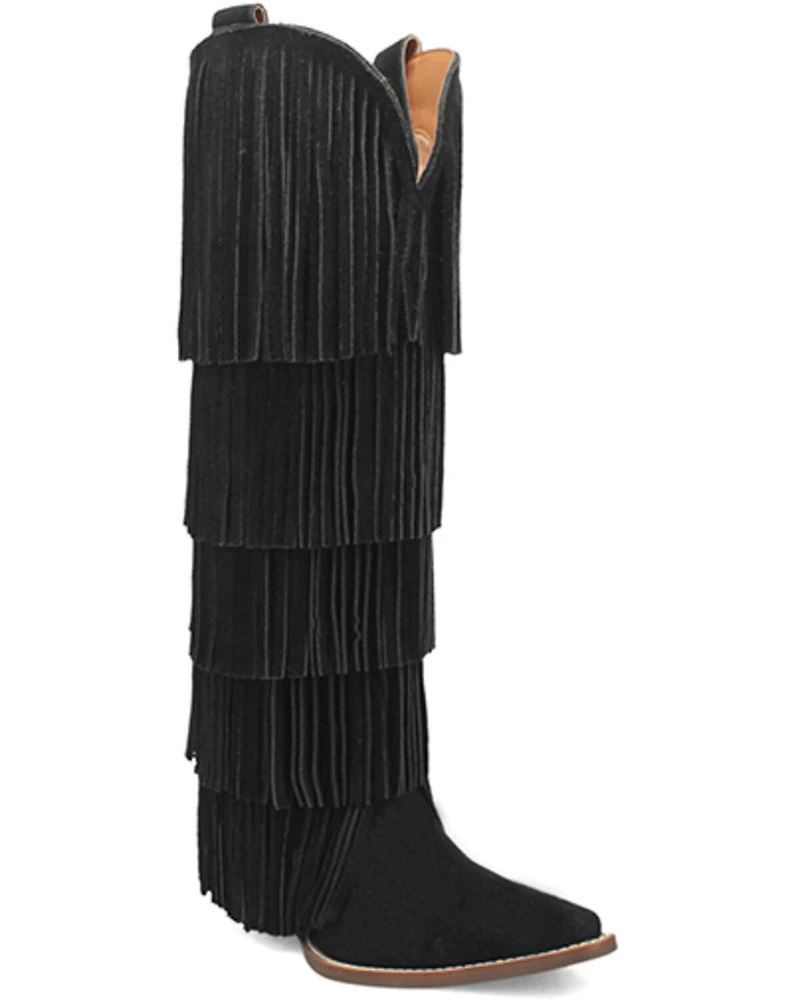 Dingo Women's Wild Child Suede Fringe Tall Western Boots - Snip Toe