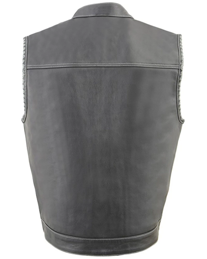 Milwaukee Leather Men's Old Glory Laced Arm Hole Concealed Carry Leather Vest - 7X