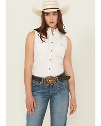 Shyanne Women's Embroidered Sleeveless Button-Down Western Shirt