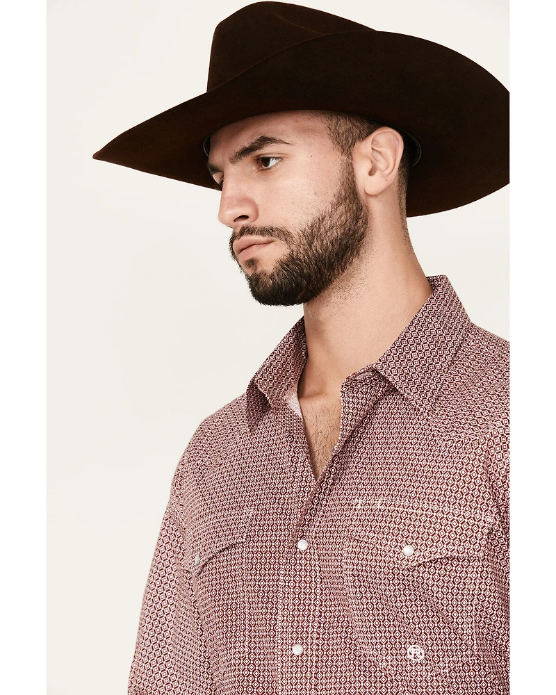 Roper Men's Amarillo Geo Print Long Sleeve Snap Stretch Western Shirt