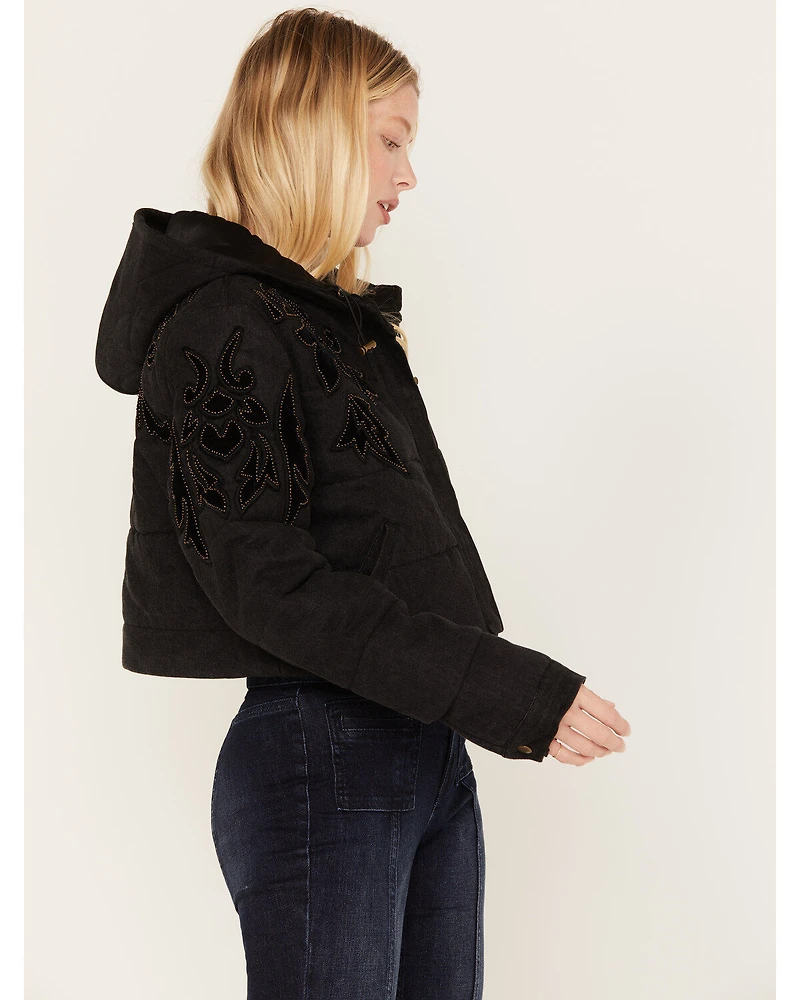 Free People Women's Fleur De Lis Denim Puffer Jacket