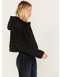Free People Women's Fleur De Lis Denim Puffer Jacket