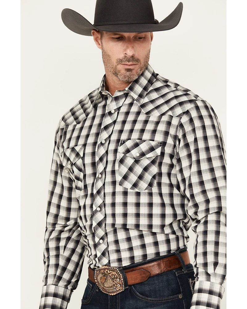 Roper Men's Plaid Print Long Sleeve Snap Stretch Western Shirt