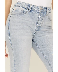 Cleo + Wolf Women's Light Wash High Rise Distressed Straight Jeans