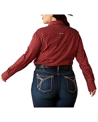 Ariat Women's Team Kirby Geo Print Long Sleeve Button-Down Stretch Western Shirt - Plus