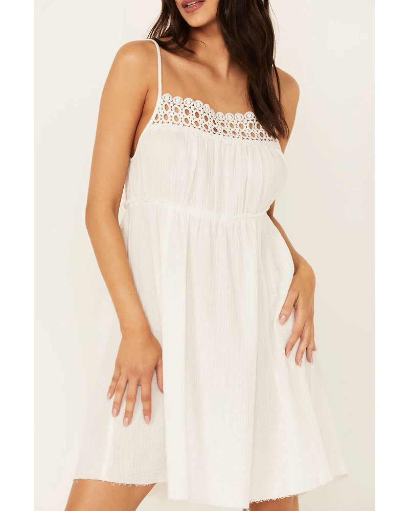 Beyond The Radar Women's Crochet Trim Mini Dress