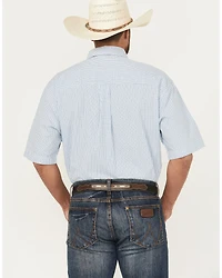 George Strait by Wrangler Men's Plaid Print Short Sleeve Button-Down Stretch Western Shirt