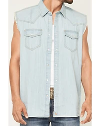Cody James Men's Light Wash Frosty Sleeveless Snap Denim Bubba
