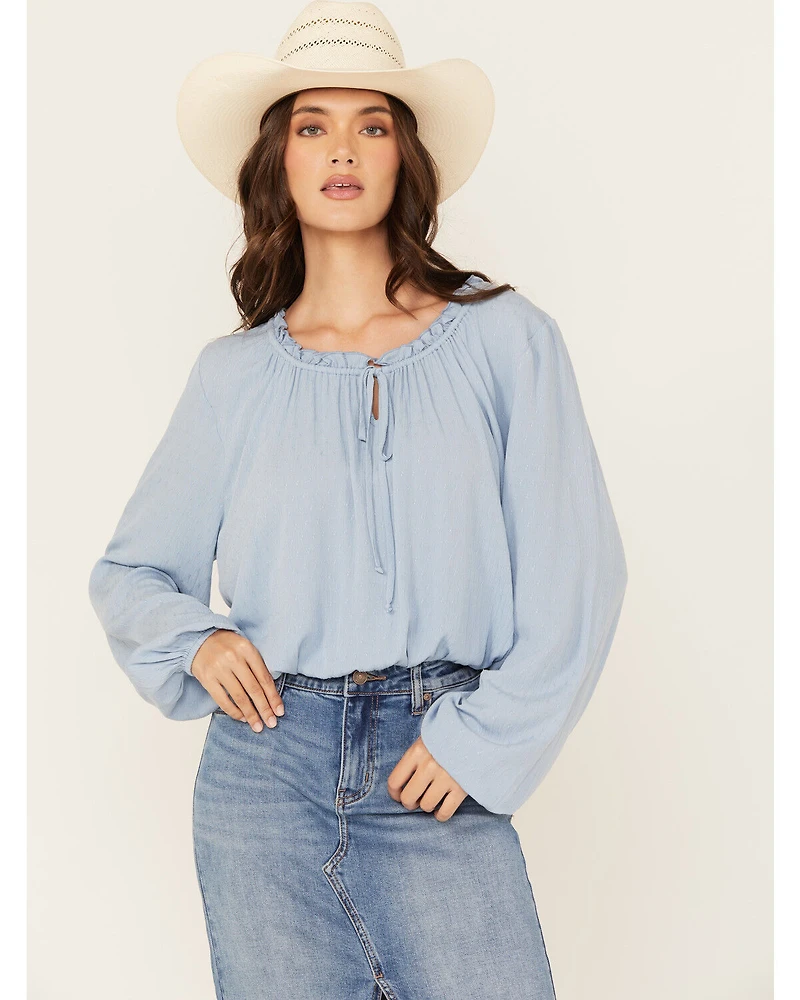 Wild Moss Women's Tie-Front Long Sleeve Top