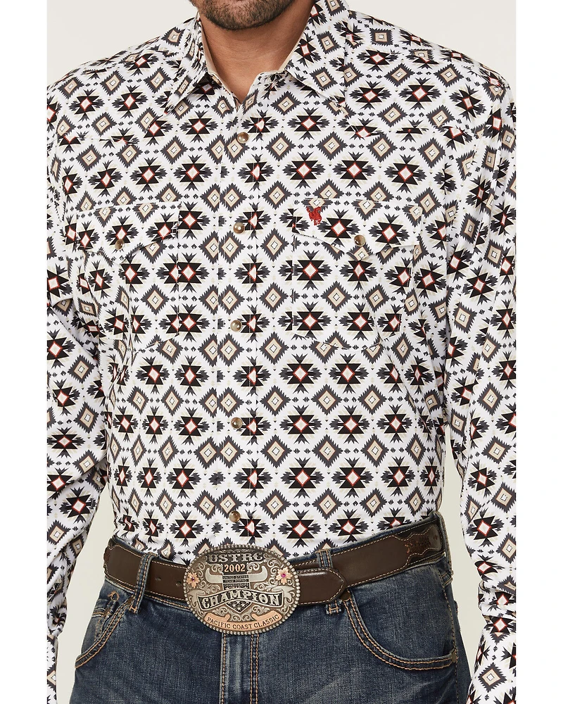 Rodeo Clothing Men's Geo Print Long Sleeve Snap Western Shirt