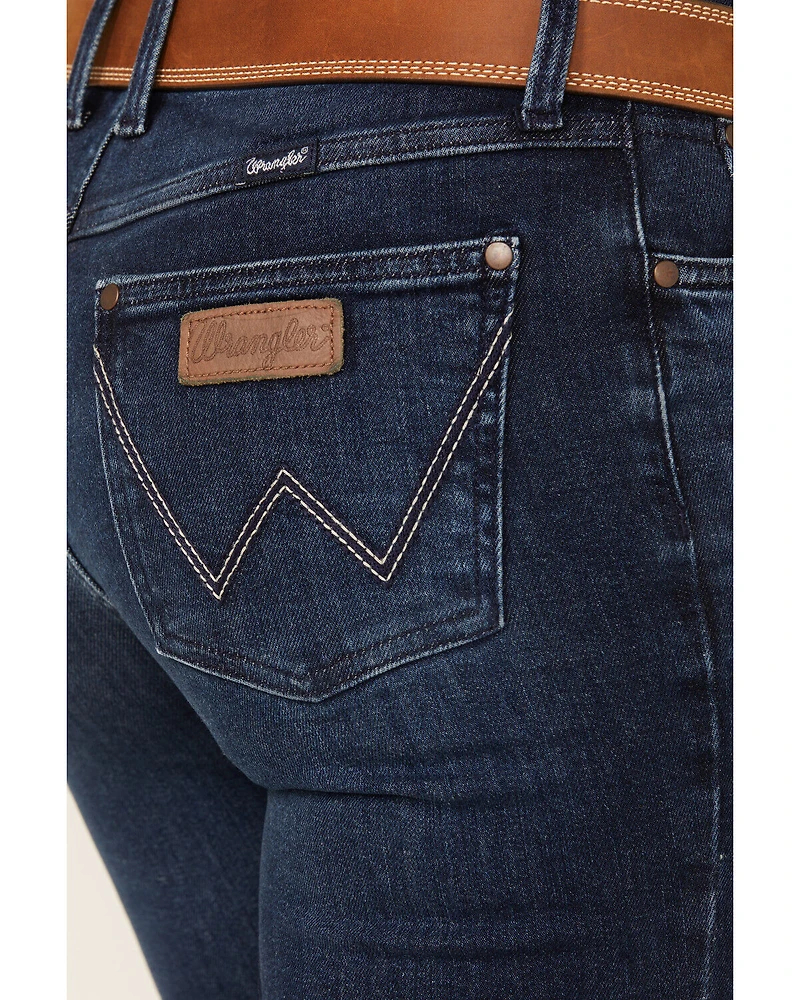 Wrangler Retro Women's Cassie Dark Wash Mid Rise Trouser Stretch Denim Jeans