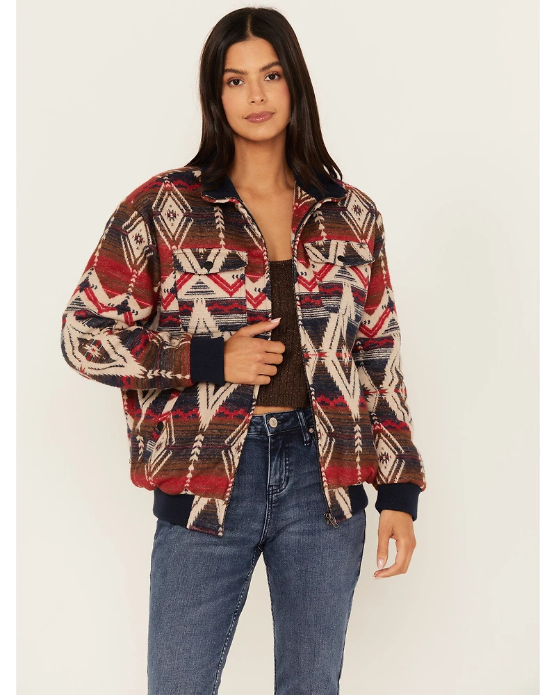 Rock & Roll Denim Women's Southwestern Print Bomber Jacket