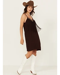 Shyanne Women's Embroidered Fringe Sleeveless Mini Dress