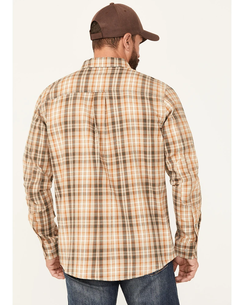 Brothers and Sons Men's Plaid Print Long Sleeve Button Down Western Shirt