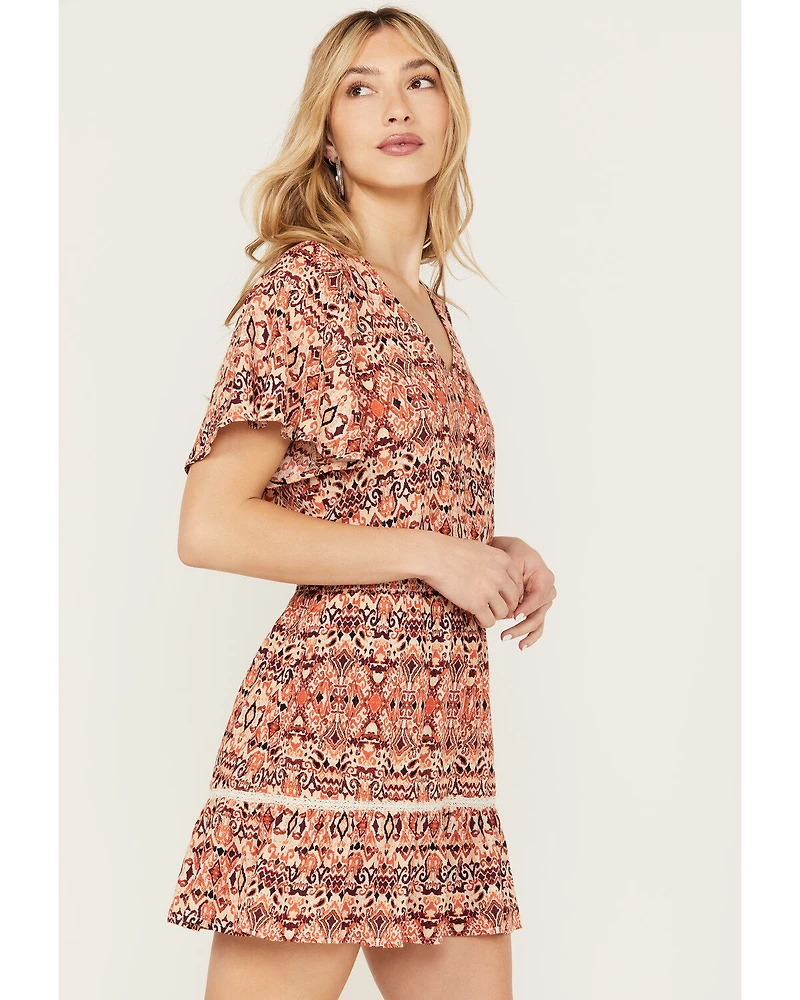 Idyllwind Women's Blossom Flutter Sleeve Smocked Mini Dress