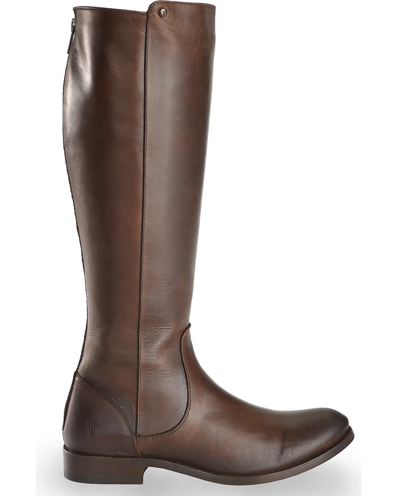 Frye Women's Chocolate Melissa Stud Back Zip Boots - Round Toe