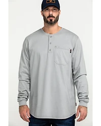 Hawx Men's FR Solid Gray Long Sleeve Pocket Henley Work Shirt - Big