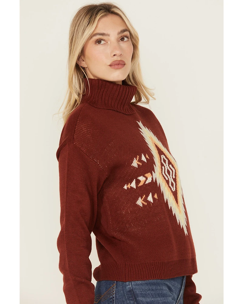 Rock & Roll Denim Women's Southwestern Print Turtleneck Sweater