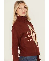 Rock & Roll Denim Women's Southwestern Print Turtleneck Sweater