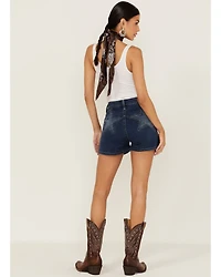 Rock & Roll Denim Women's Dark Wash High Rise Star Shorts