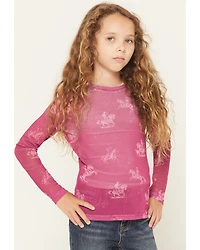 Cowgirl Hardware Girls' Desert Bronc Long Sleeve Mesh Top