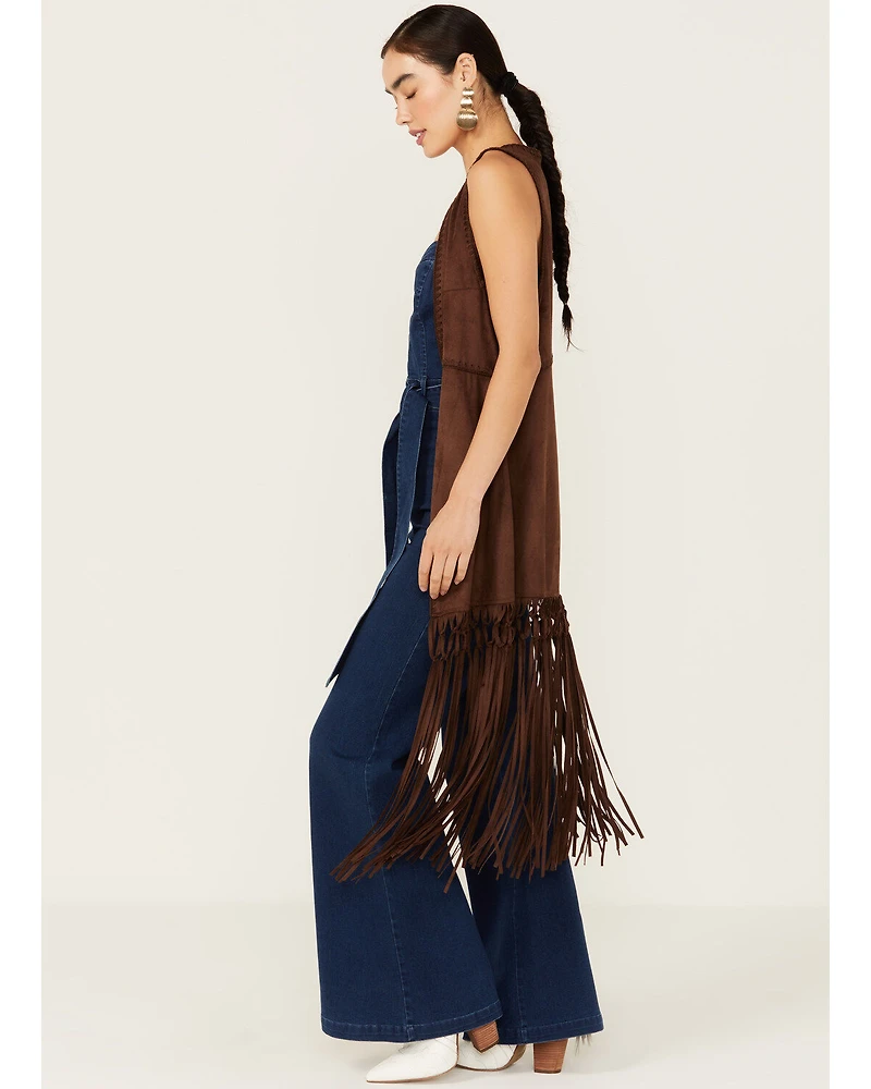 Shyanne Women's Faux Suede Long Fringe Vest