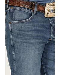Wrangler Retro Men's Faded Indigo Medium Wash Stretch Slim Straight Premium Green Jeans