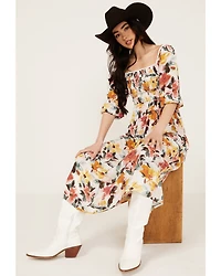 Wild Moss Women's Floral Print Midi Dress