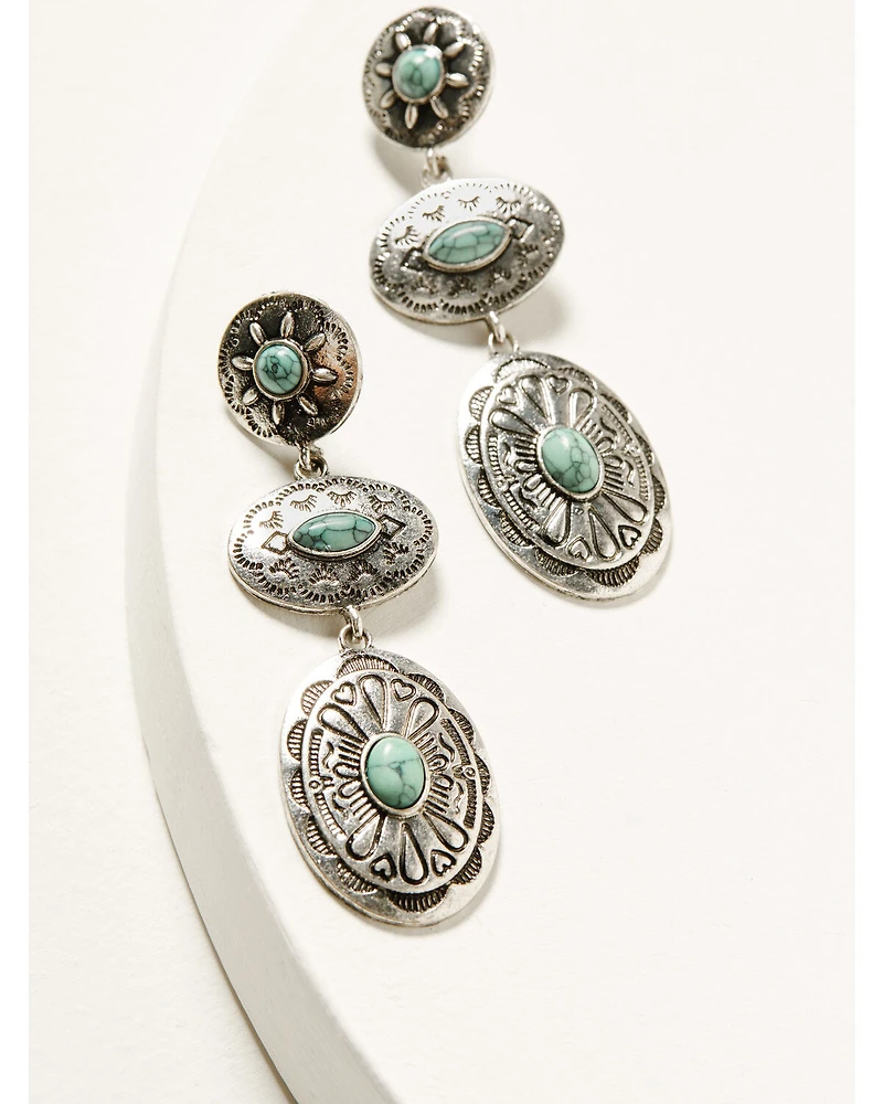 Shyanne Women's Antique Silver Concho Drop Earrings