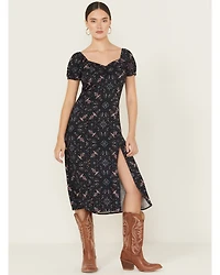 Idyllwind Women's Beth Jacquard Print Short Sleeve Midi Dress