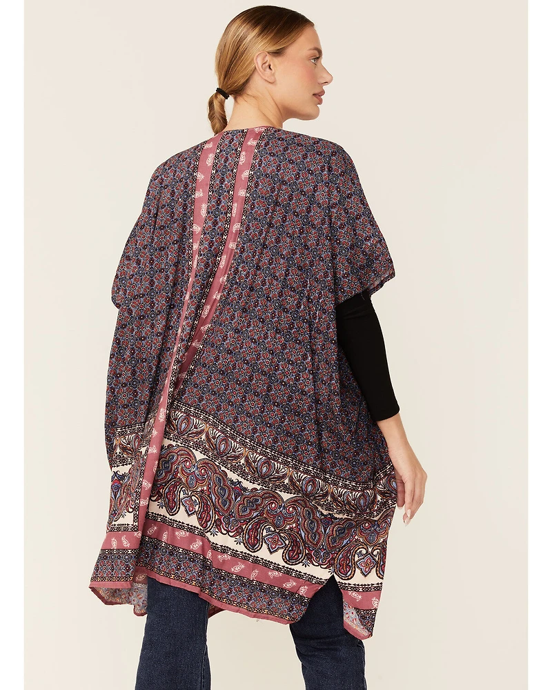 Angie Women's Purple Spice Kimono Duster