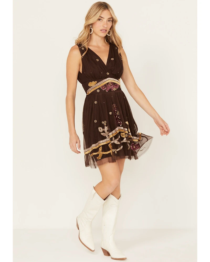 Shyanne Women's Embroidered Tulle Mini Dress