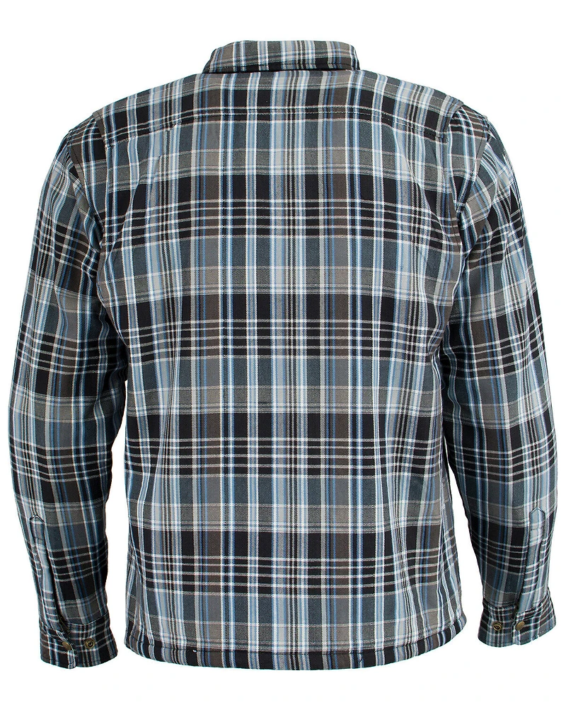 Milwaukee Performance Men's Black/White/Blue Aramid Flannel Biker Shirt