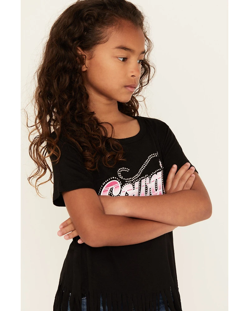 Cowgirl Hardware Girls' Bandana Fringe Short Sleeve Graphic Tee